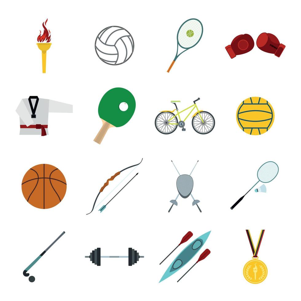 zomer sport plat pictogrammen set vector