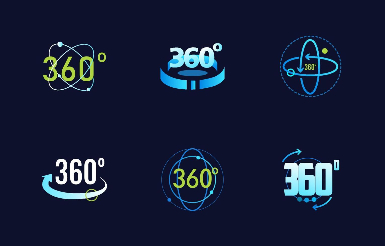 360 technologie logo set vector
