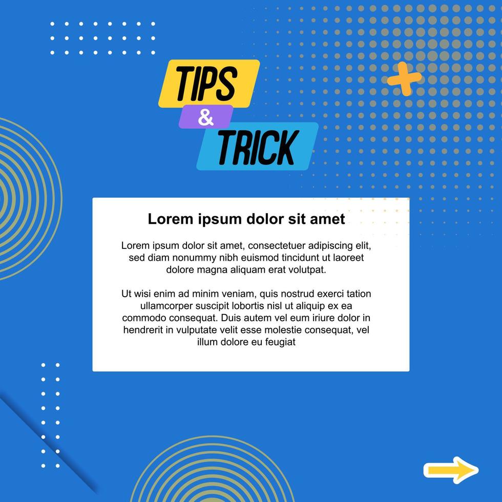 social media tips trick tutorial layout template. vector