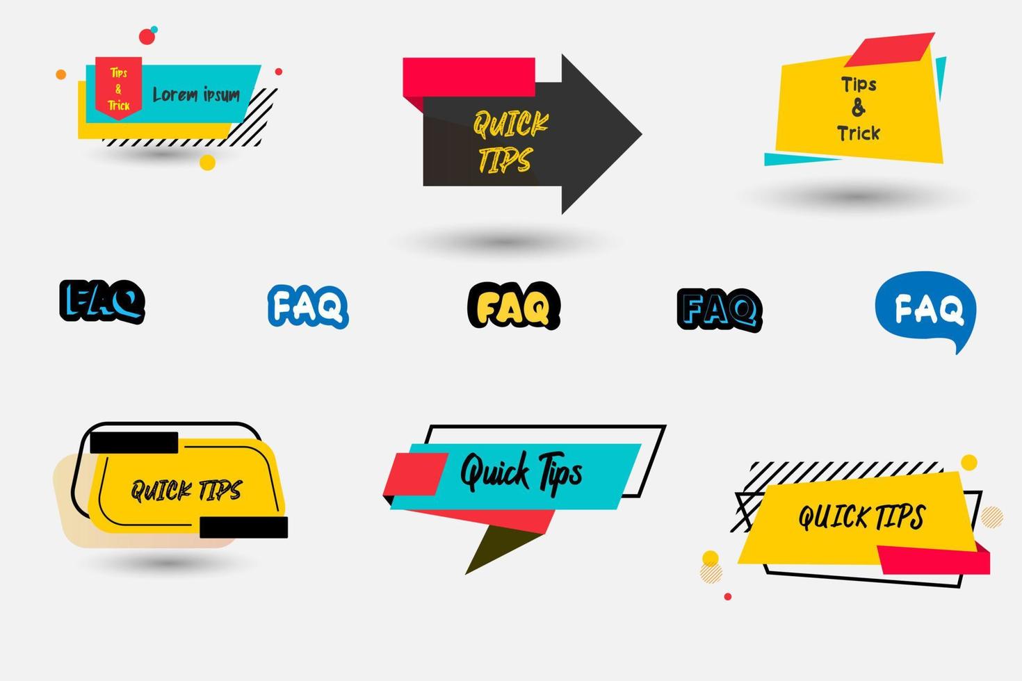 snelle tips truc, faq, vraag en antwoord sticker ontwerpelement vector