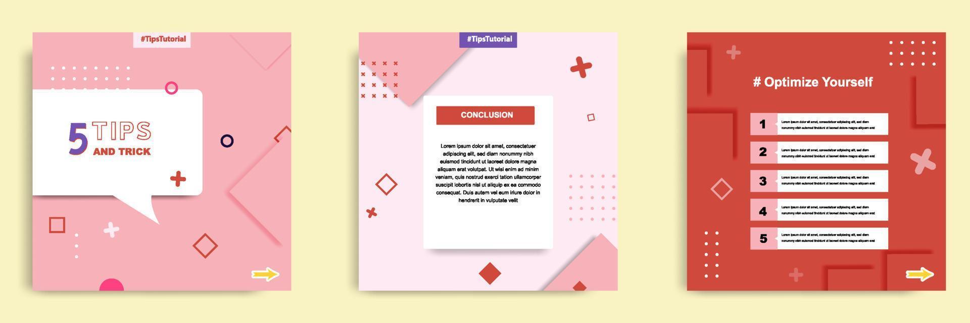 roze pastel social media tutorial, tips, truc, wist je dat post banner lay-out sjabloon met geometrische achtergrond en memphis patroon ontwerpelement? vector