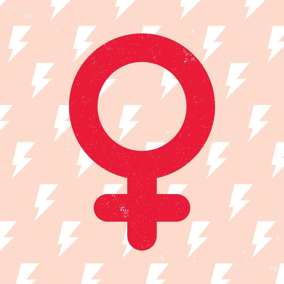 vrouwelijk geslacht icoon. roze symbool van feministische beweging op bliksemachtergrond. geslacht teken. vector illustratie