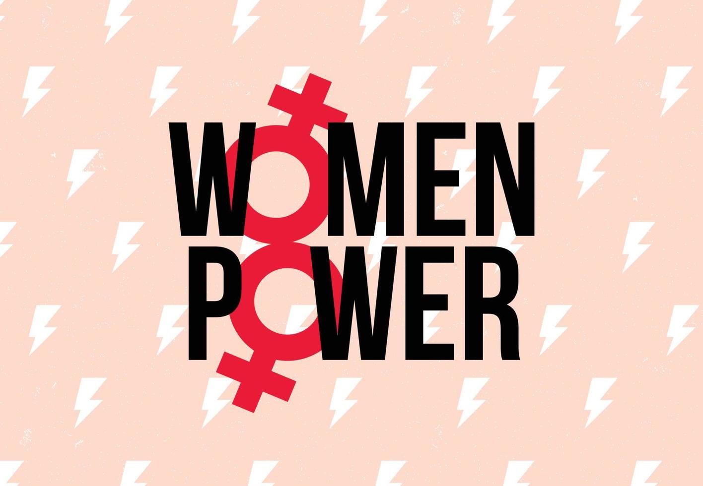vrouwenmacht - creatief motiverend citaat met vrouwelijk geslachtsteken. symbool van de feministische beweging. gelukkig vrouwendagconcept. vector illustratie
