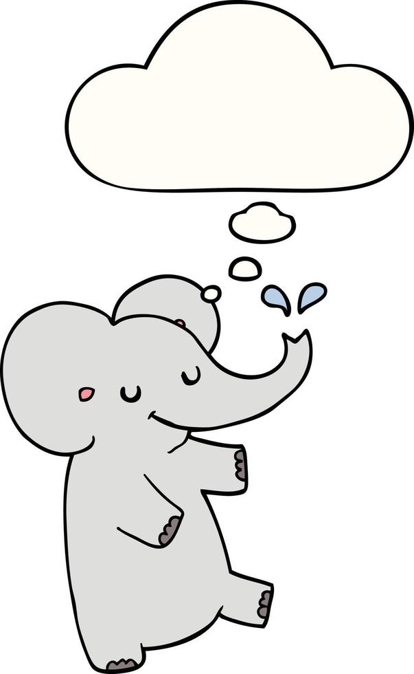 cartoon dansende olifant en gedachte bel vector