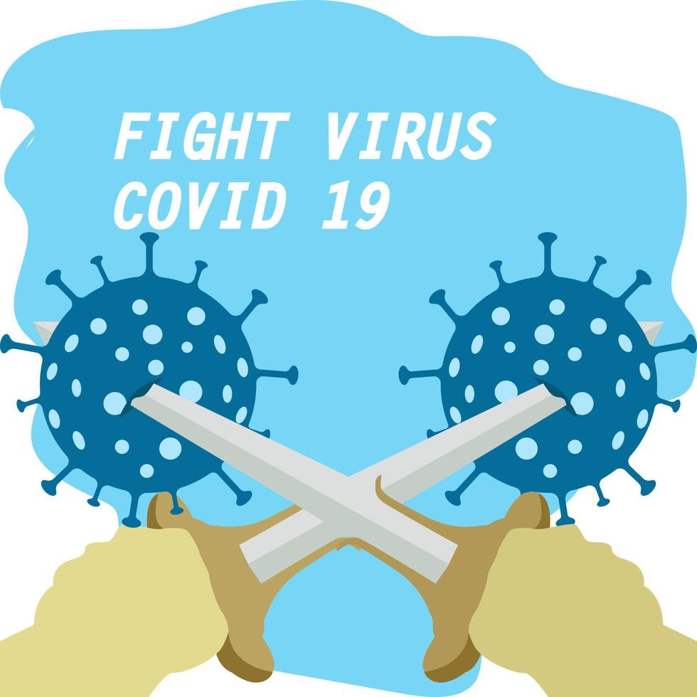 vectorillustratie strijd covid-19 corona virus. corona-virus genezen. aarde strijd virus concept. corona virussen vaccin concept. eind 2019-ncov. vector