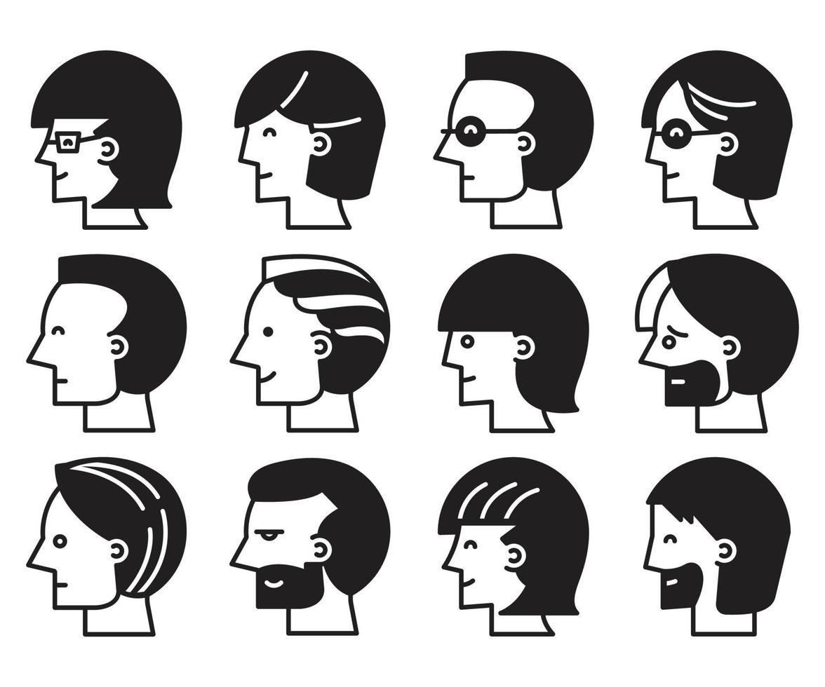 mannelijke en vrouwelijke avatars zijaanzicht illustratie vector
