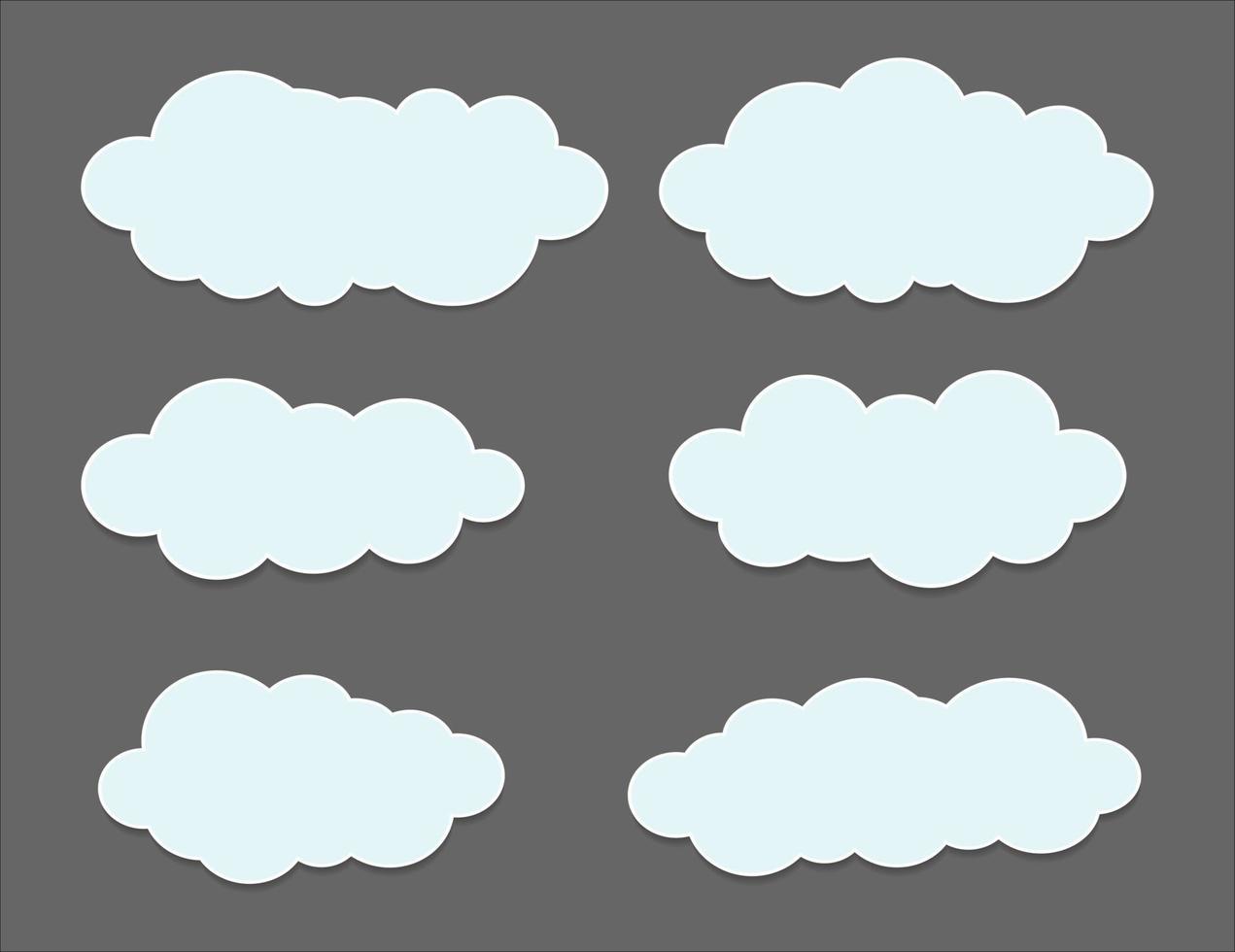 set van witte wolken met verschillende vormen, gratis vector