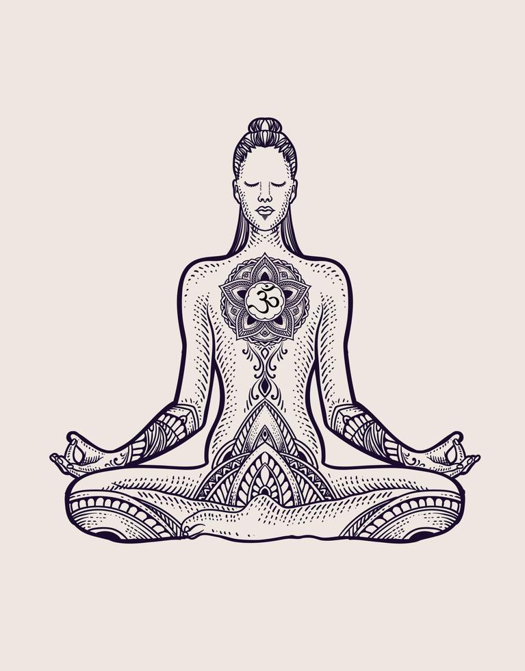 illustratie yoga pose vrouw op witte achtergrond vector