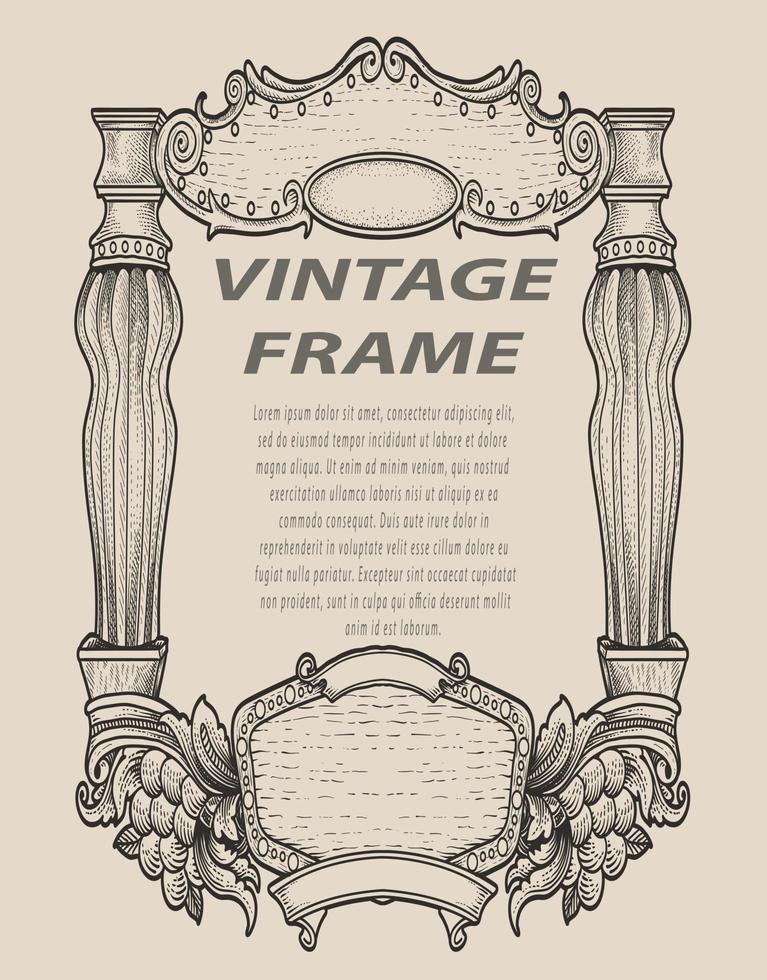 vintage lijsten in barokke antieke stijl. gravure retro frames ornament. vector