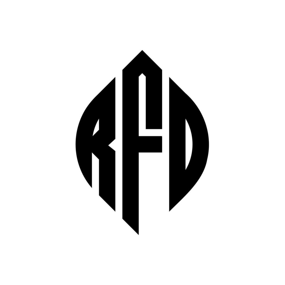 rfd cirkel letter logo ontwerp met cirkel en ellipsvorm. rfd ellipsletters met typografische stijl. de drie initialen vormen een cirkellogo. rfd cirkel embleem abstracte monogram brief mark vector. vector