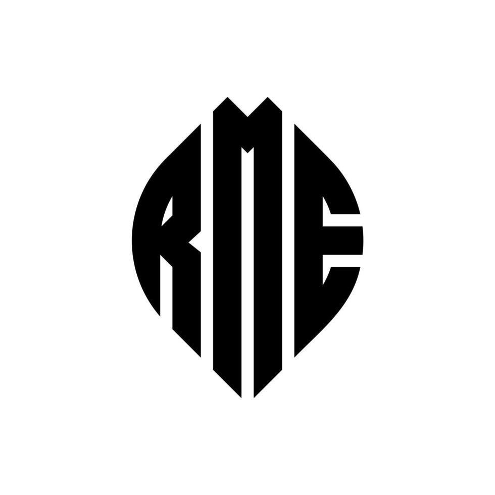 rme cirkel letter logo-ontwerp met cirkel en ellipsvorm. rme ellipsletters met typografische stijl. de drie initialen vormen een cirkellogo. rme cirkel embleem abstracte monogram brief mark vector. vector