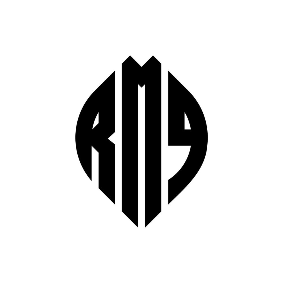 rmq cirkel letter logo-ontwerp met cirkel en ellipsvorm. rmq ellipsletters met typografische stijl. de drie initialen vormen een cirkellogo. rmq cirkel embleem abstracte monogram brief mark vector. vector