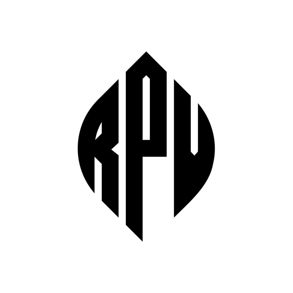 rpv cirkel letter logo ontwerp met cirkel en ellipsvorm. rpv ellipsletters met typografische stijl. de drie initialen vormen een cirkellogo. rpv cirkel embleem abstracte monogram brief mark vector. vector