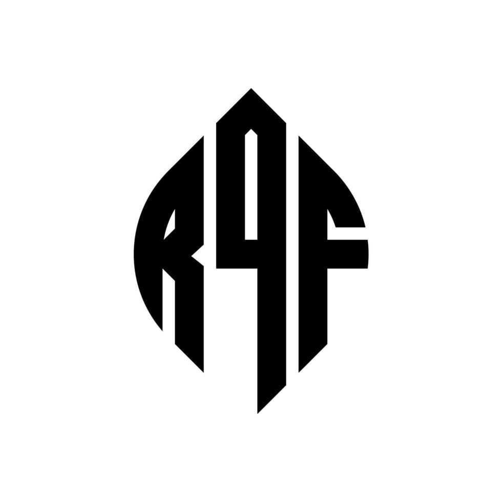 rqf cirkel letter logo ontwerp met cirkel en ellipsvorm. rqf ellipsletters met typografische stijl. de drie initialen vormen een cirkellogo. rqf cirkel embleem abstracte monogram brief mark vector. vector