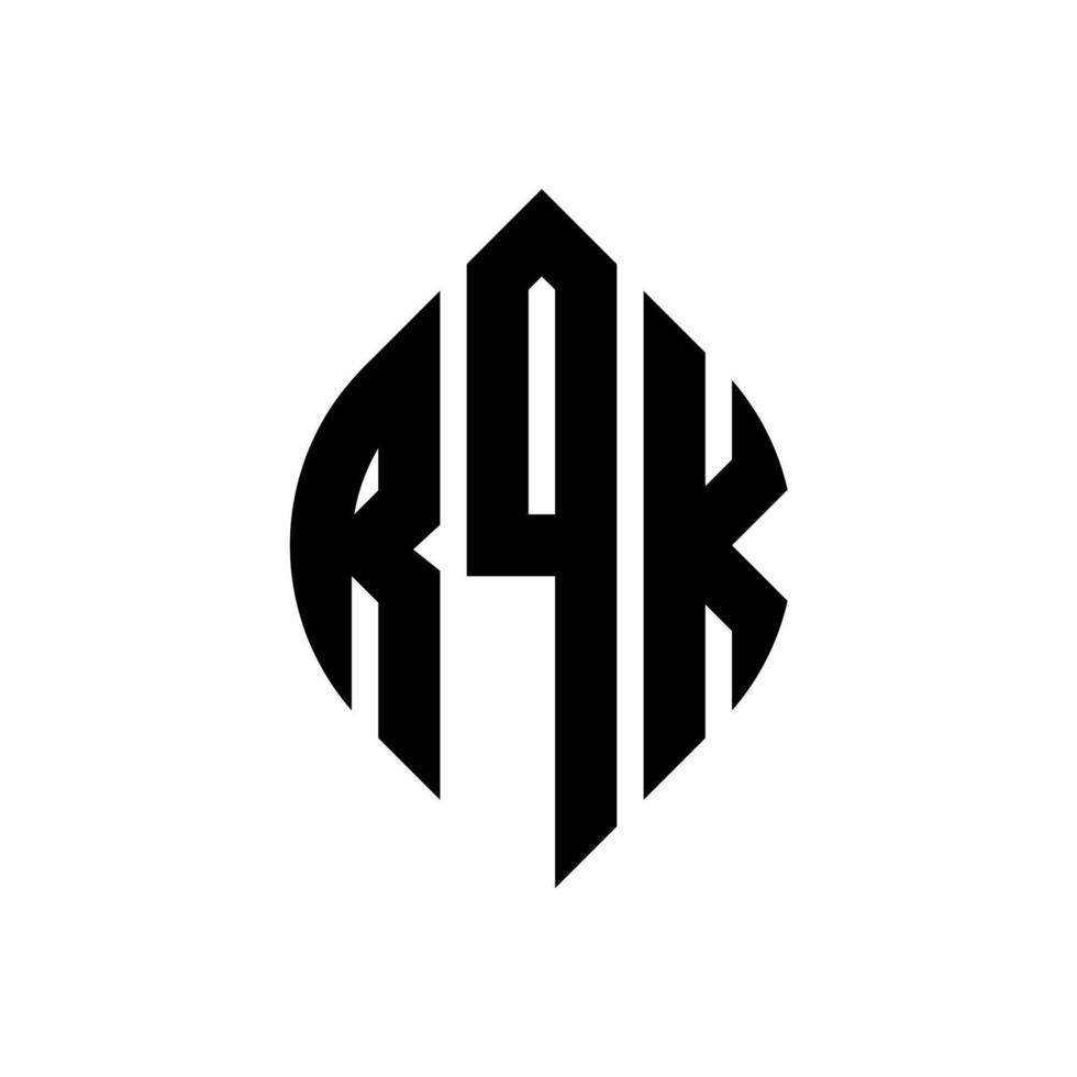 rqk cirkel letter logo ontwerp met cirkel en ellipsvorm. rqk ellipsletters met typografische stijl. de drie initialen vormen een cirkellogo. rqk cirkel embleem abstracte monogram brief mark vector. vector