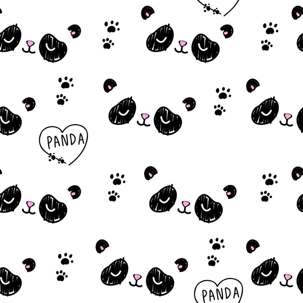 schattig wit patroon met lijn doodle panda met poten. naadloze achtergrond dier. textiel voor kinderen. minimalisme papieren plakboek voor kinderen. vector