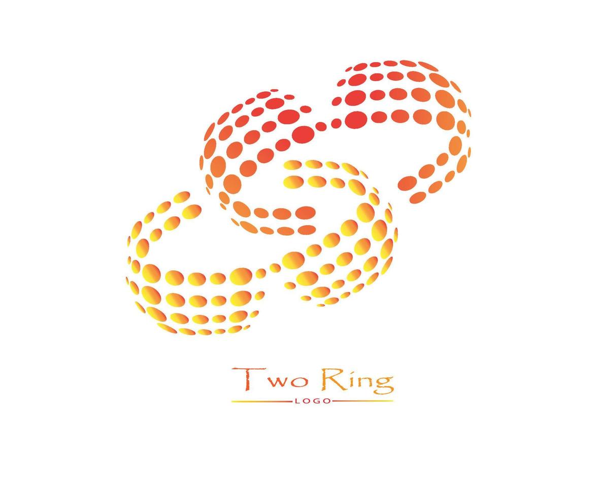 twee ringen vector logo ontwerpsjabloon