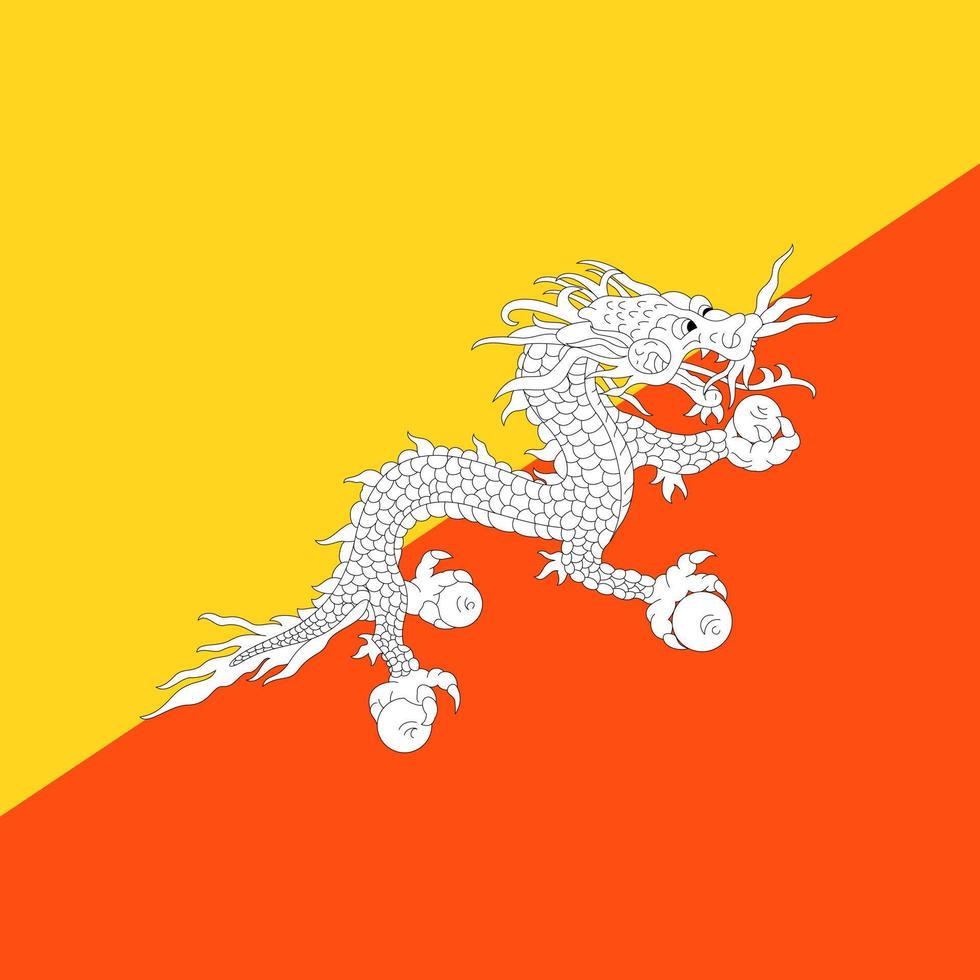 vlag van bhutan, officiële kleuren. vectorillustratie. vector