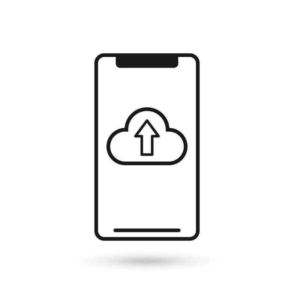 mobiele telefoon plat ontwerp icoon met upload cloud sign vector