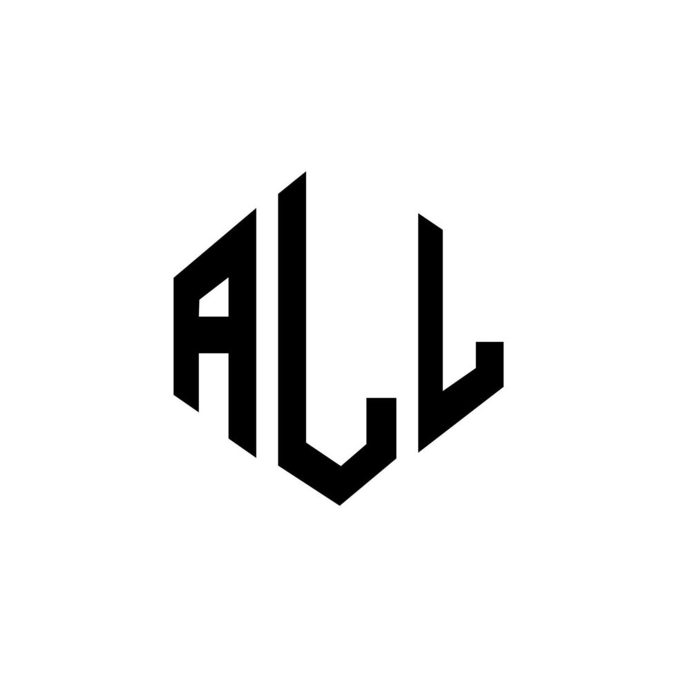 alle letter logo-ontwerp met veelhoekvorm. alle logo-ontwerpen in polygoon- en kubusvorm. alle zeshoek vector logo sjabloon witte en zwarte kleuren. alle monogram-, bedrijfs- en onroerendgoedlogo.