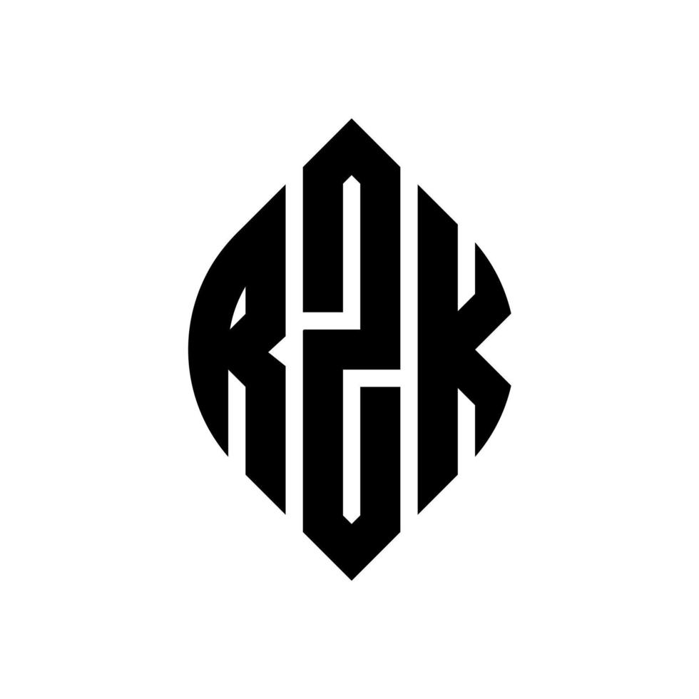 rzk cirkel letter logo ontwerp met cirkel en ellipsvorm. rzk ellipsletters met typografische stijl. de drie initialen vormen een cirkellogo. rzk cirkel embleem abstracte monogram brief mark vector. vector