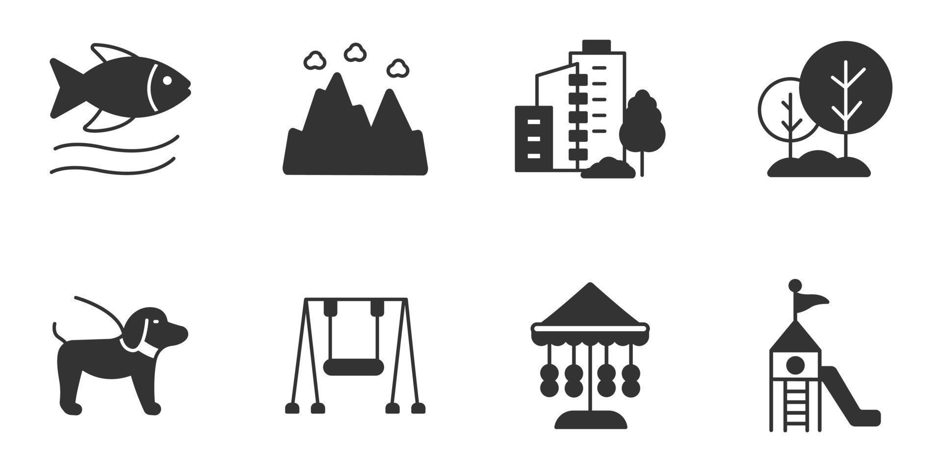 stadspark pictogrammen instellen. stadspark pack symbool vector-elementen voor infographic web vector