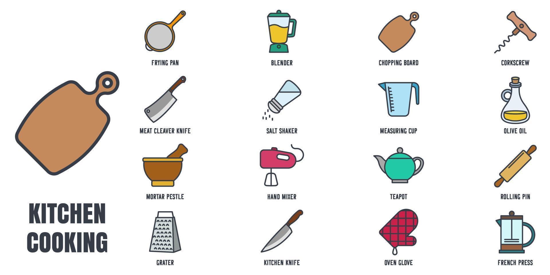 keuken en koken set pictogram symbool sjabloon voor grafisch en webdesign collectie logo vectorillustratie vector