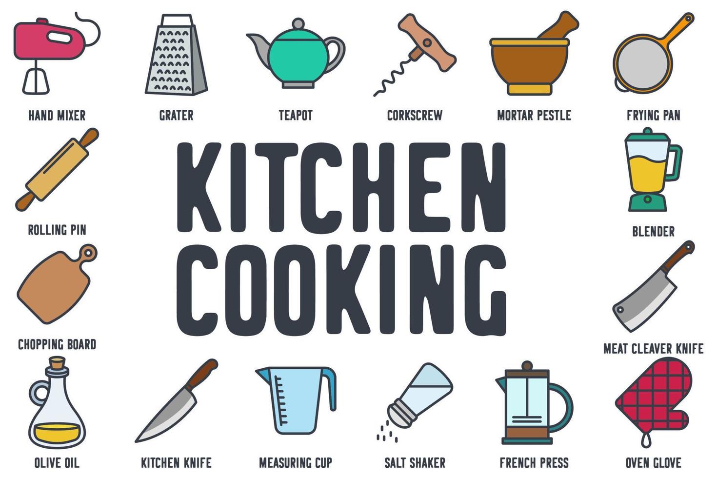 keuken en koken set pictogram symbool sjabloon voor grafisch en webdesign collectie logo vectorillustratie vector