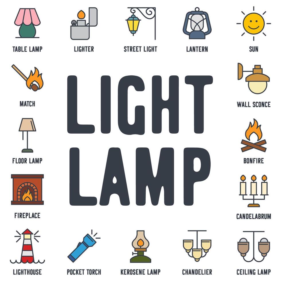 lichten, lamp, lamp set pictogram symbool sjabloon voor grafische en webdesign collectie logo vectorillustratie vector