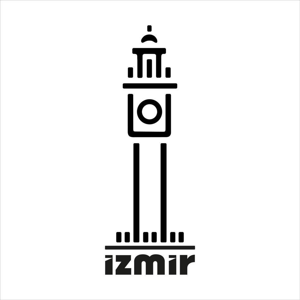 izmir klokkentoren tekening en logo ontwerp vector