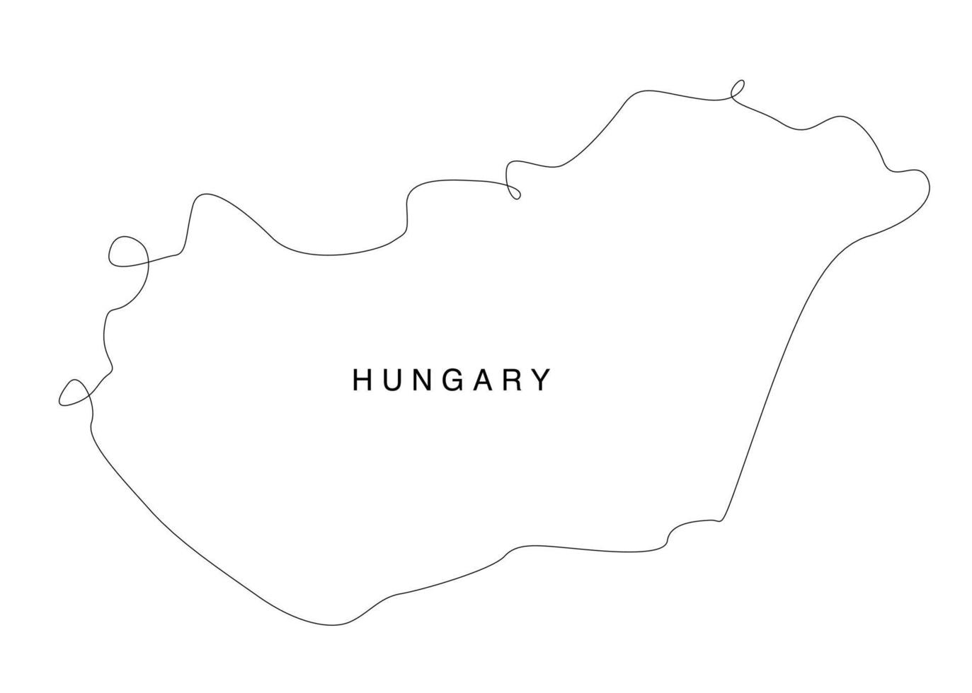 lijntekeningen Hongarije kaart. ononderbroken lijn europa kaart. vectorillustratie. enkele schets. vector