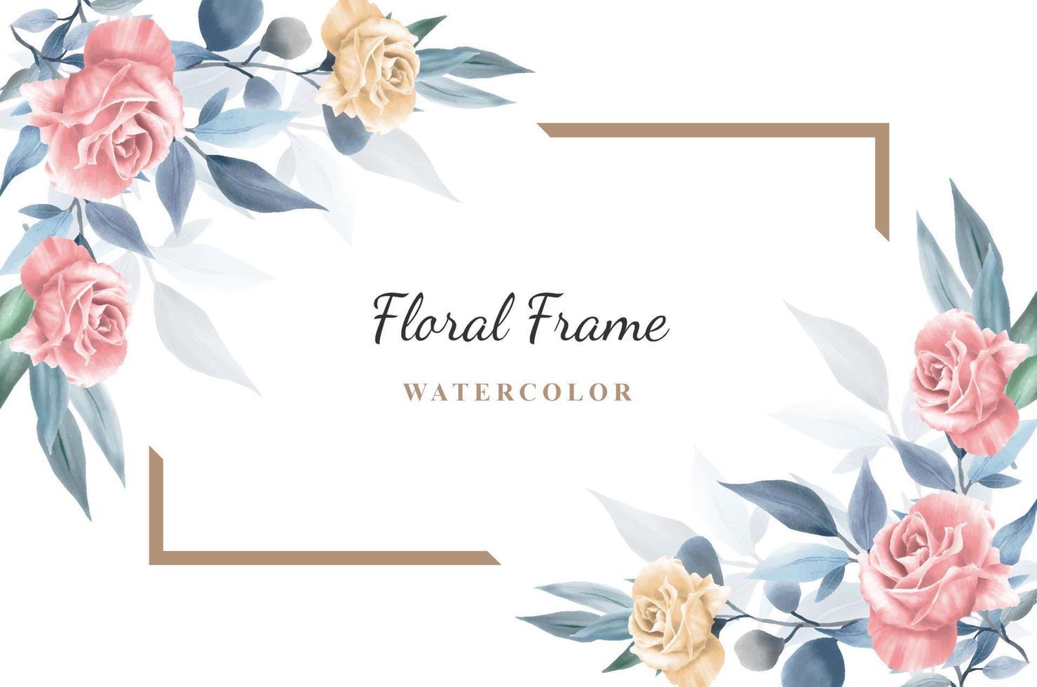 aquarel bloemenframe voor uitnodigingssjabloon vector