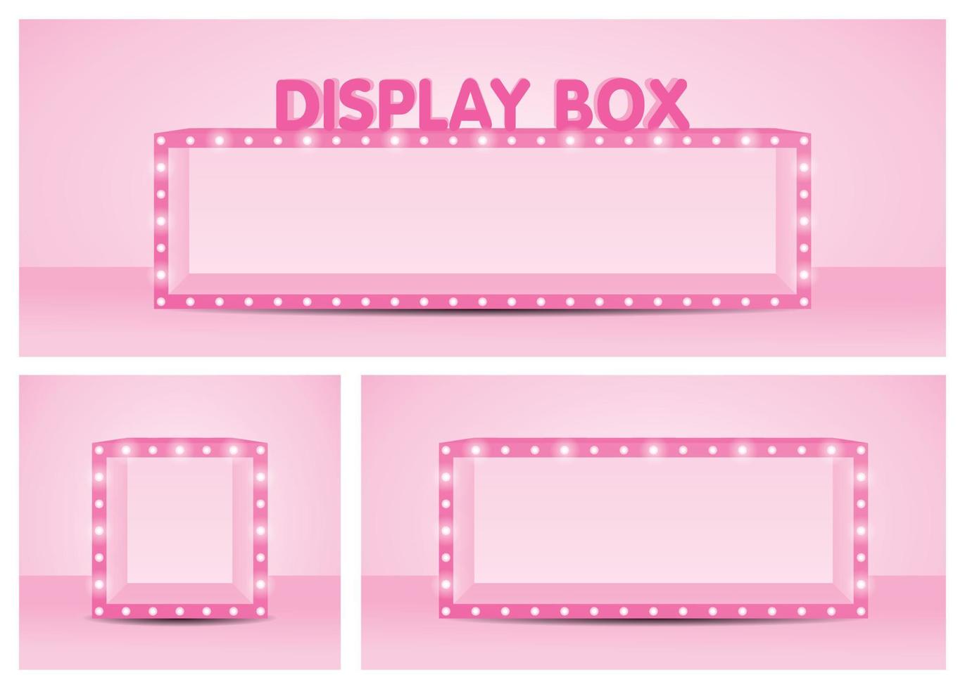 roze display box collectie 3d illustratie vector voor het plaatsen van uw object