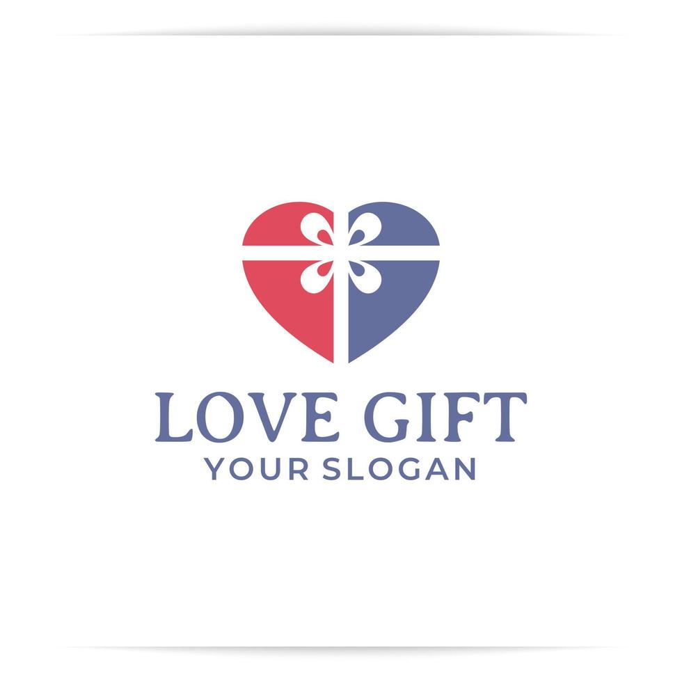 cadeau hart logo ontwerp vector, liefde, lint vector