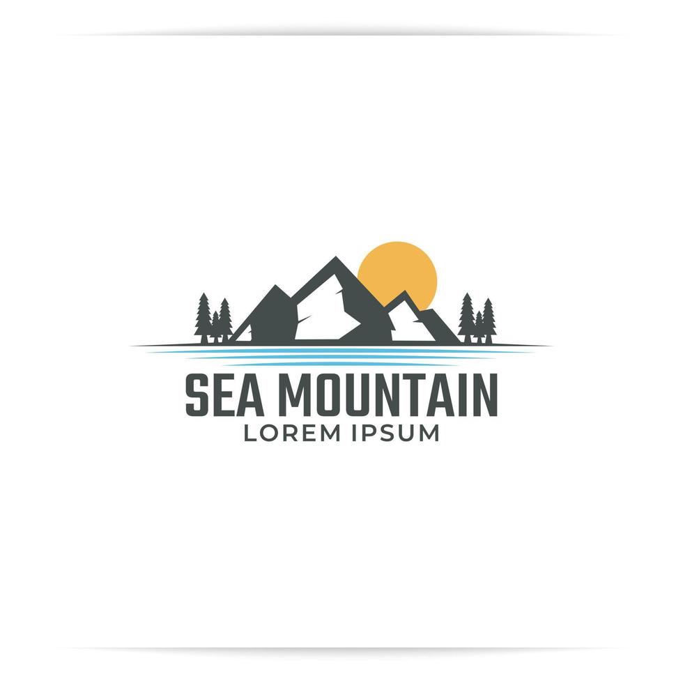 logo ontwerp berg zonsopgang vector