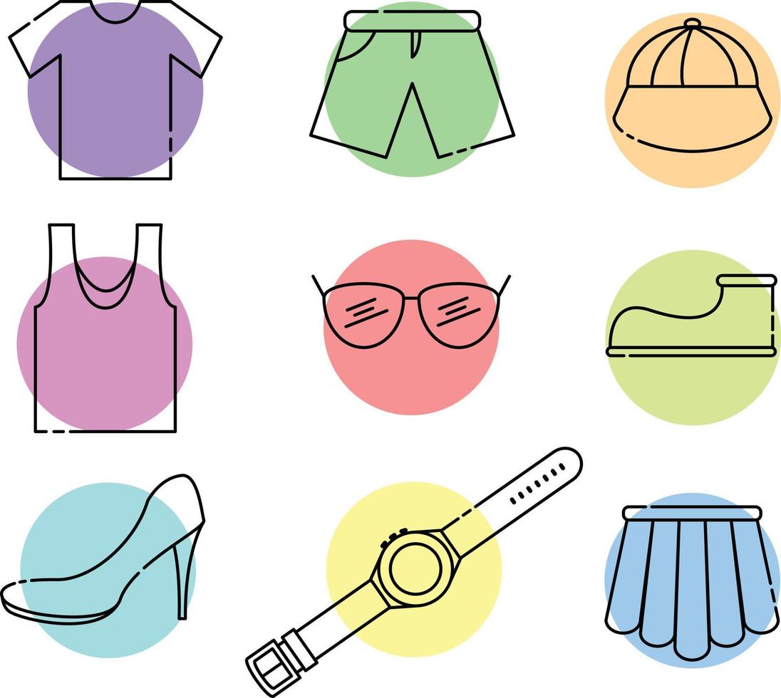 mannelijke en vrouwelijke kleding mode stijlenset eenvoudig pictogram voor ontwerpelement vector