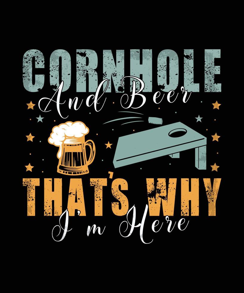 cornhole en bier, daarom ben ik hier. cornhole vintage t-shirtontwerp. vector