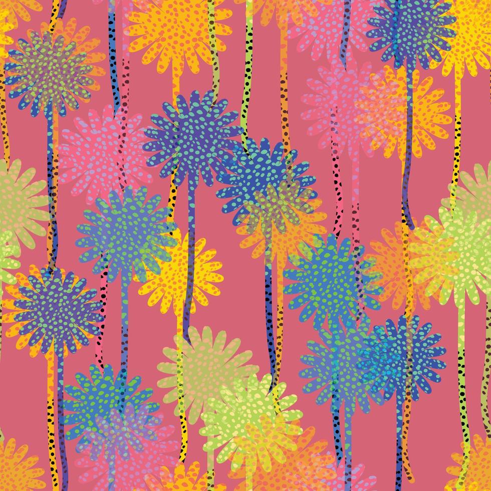 naadloze handgetekende schattige polka dot bloemen patroon achtergrond, wenskaart of stof vector