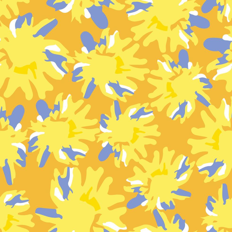 doodle gele abstracte bloemenpatroon achtergrond, wenskaart of stof vector