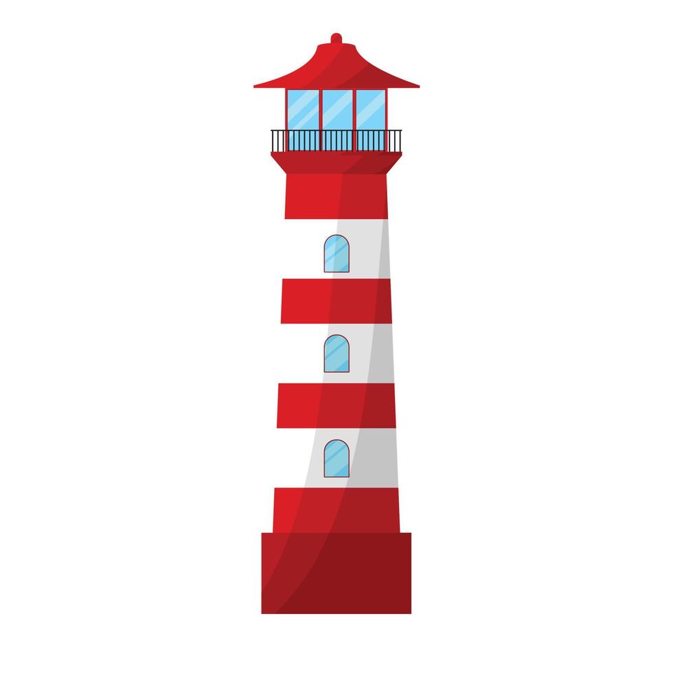 rode vuurtoren gebouw geïsoleerd op een witte achtergrond vectorillustratie vector