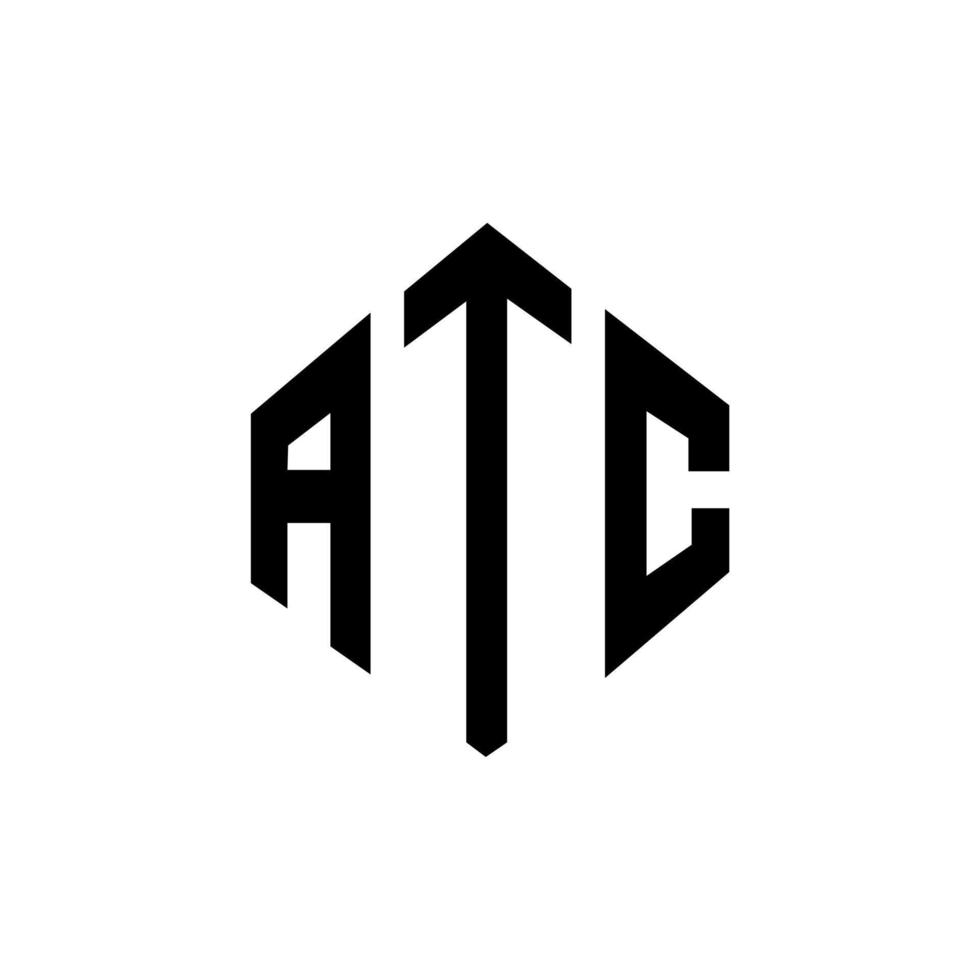 atc letter logo-ontwerp met veelhoekvorm. atc veelhoek en kubusvorm logo-ontwerp. atc zeshoek vector logo sjabloon witte en zwarte kleuren. atc-monogram, bedrijfs- en onroerendgoedlogo.