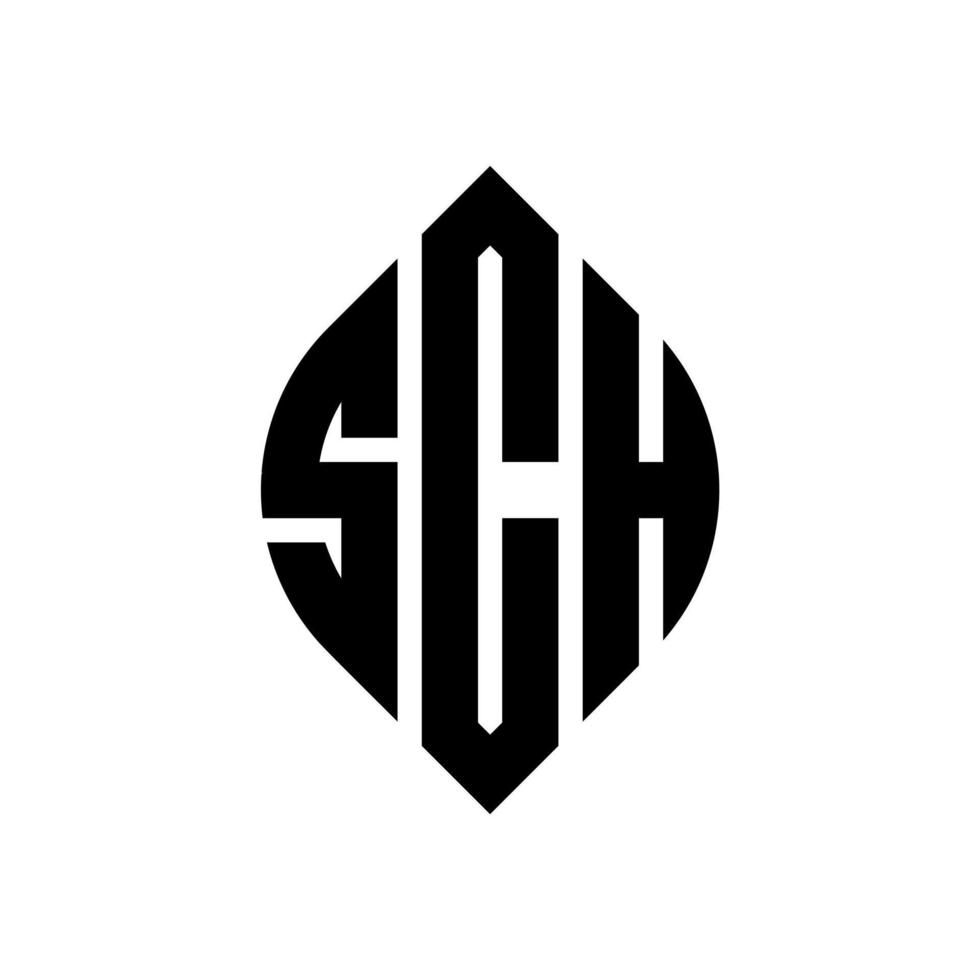 sch cirkel letter logo ontwerp met cirkel en ellipsvorm. sch ellipsletters met typografische stijl. de drie initialen vormen een cirkellogo. sch cirkel embleem abstracte monogram brief mark vector. vector