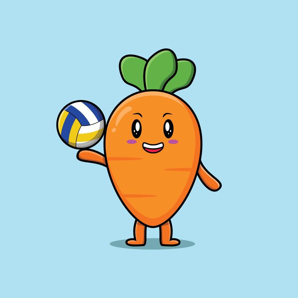 schattige cartoon wortel volleyballen vector