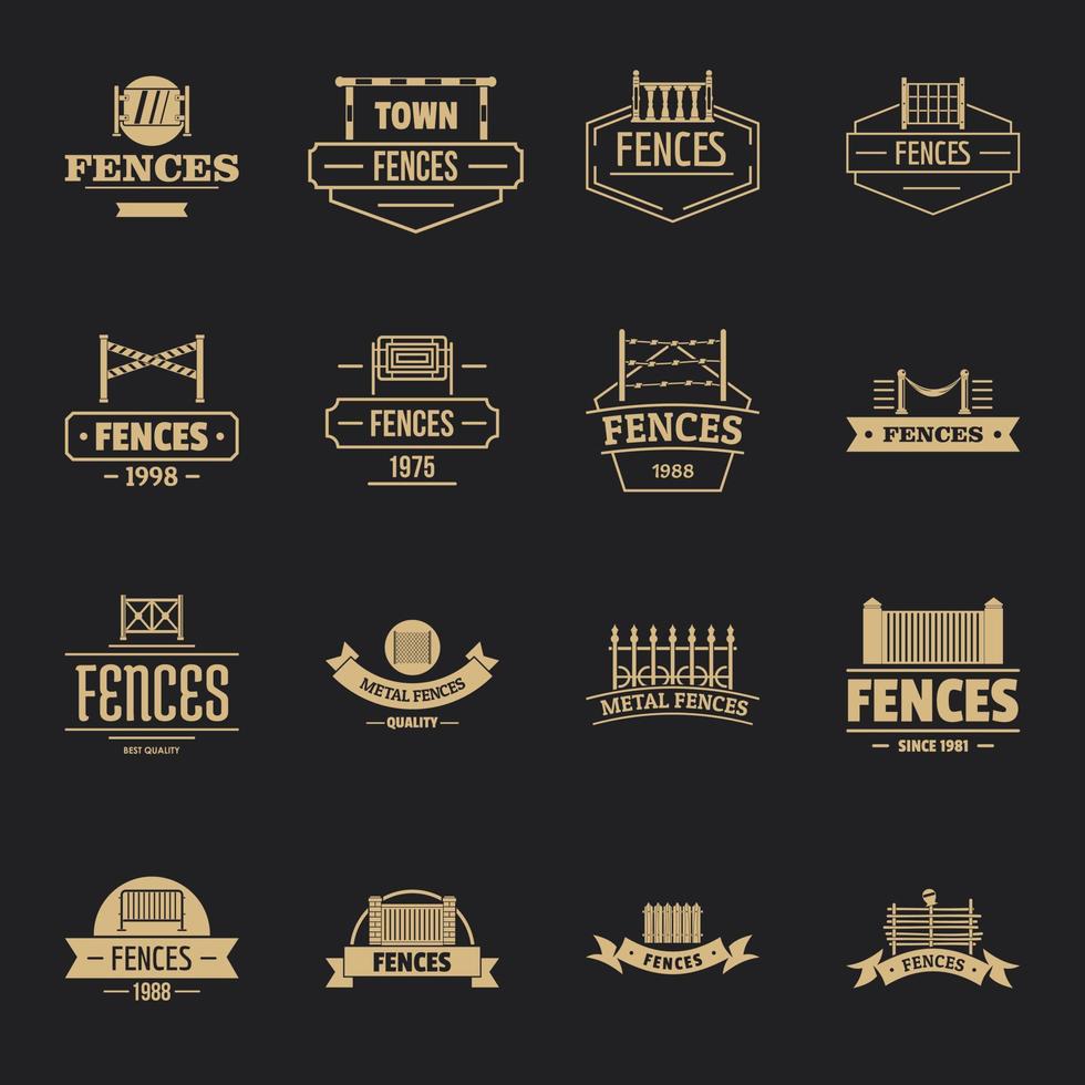 hekwerk logo iconen set, eenvoudige stijl vector