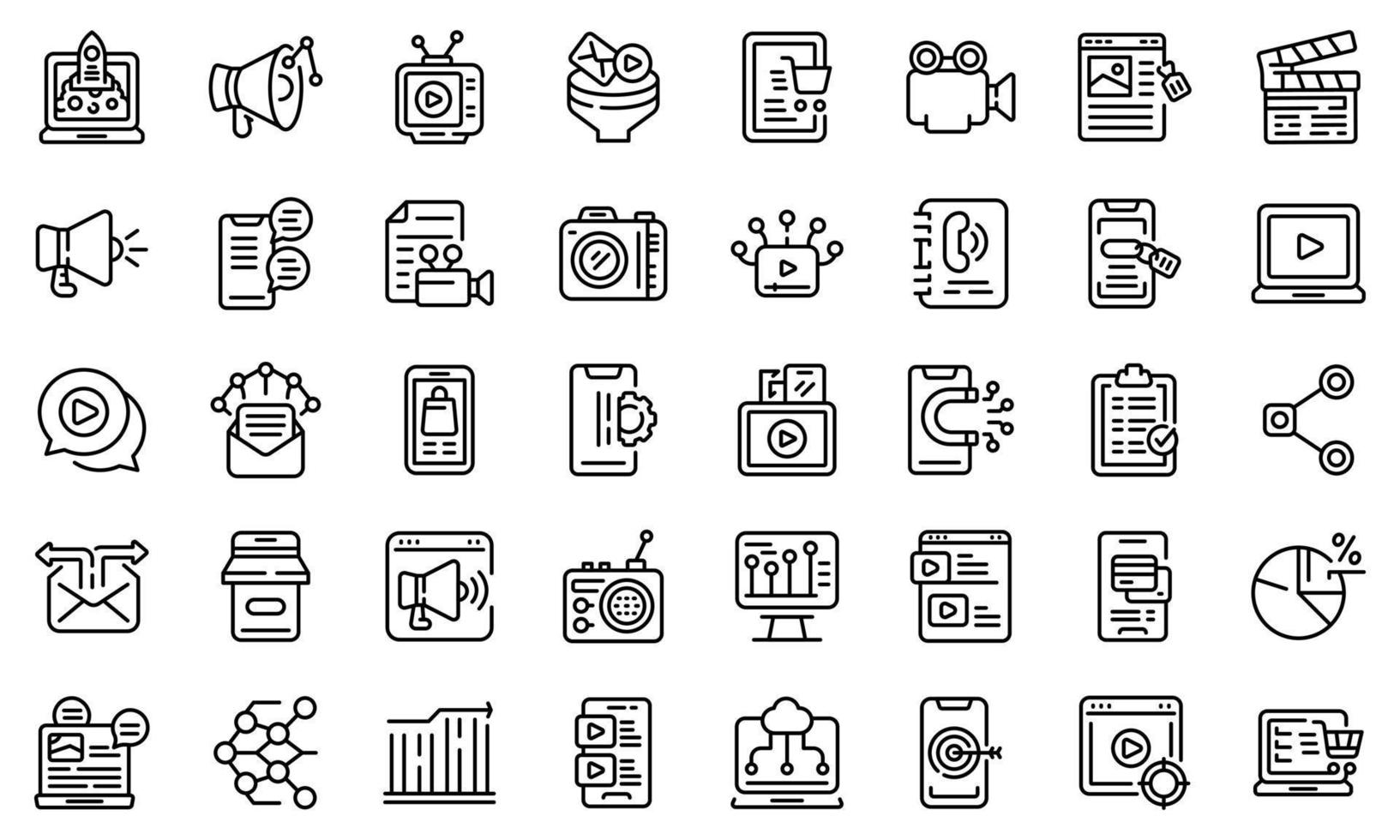 sociale media marketing iconen set, Kaderstijl vector