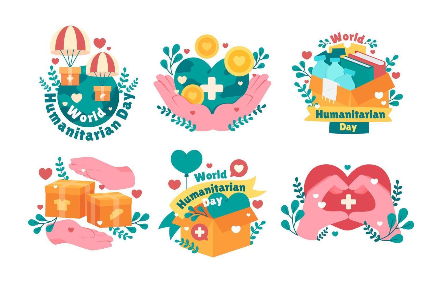 wereld humanitaire dag sticker vector