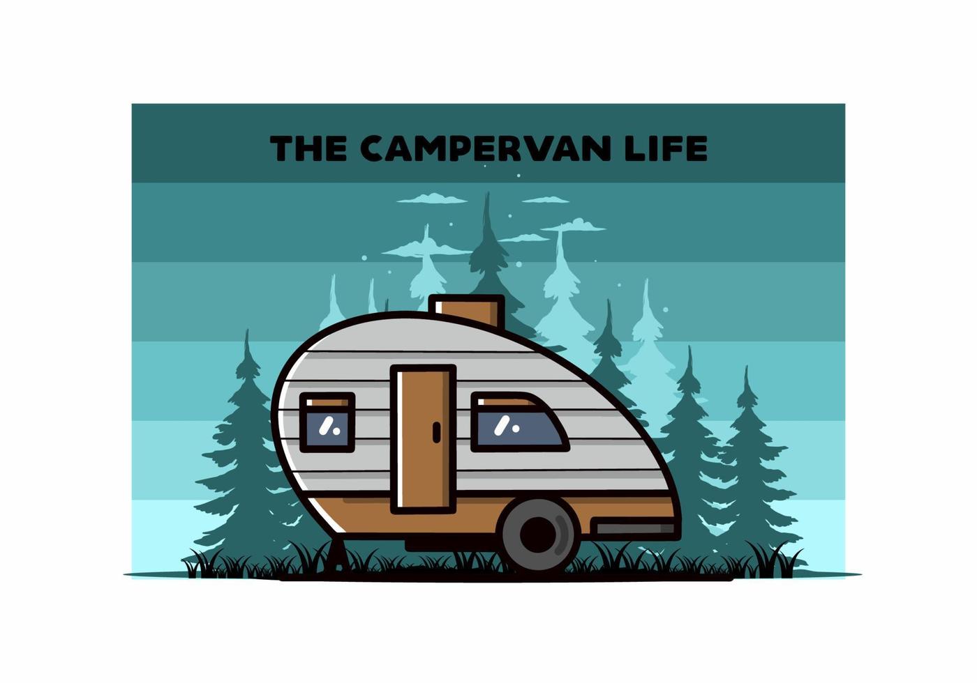 traan camper vintage illustratie ontwerp vector