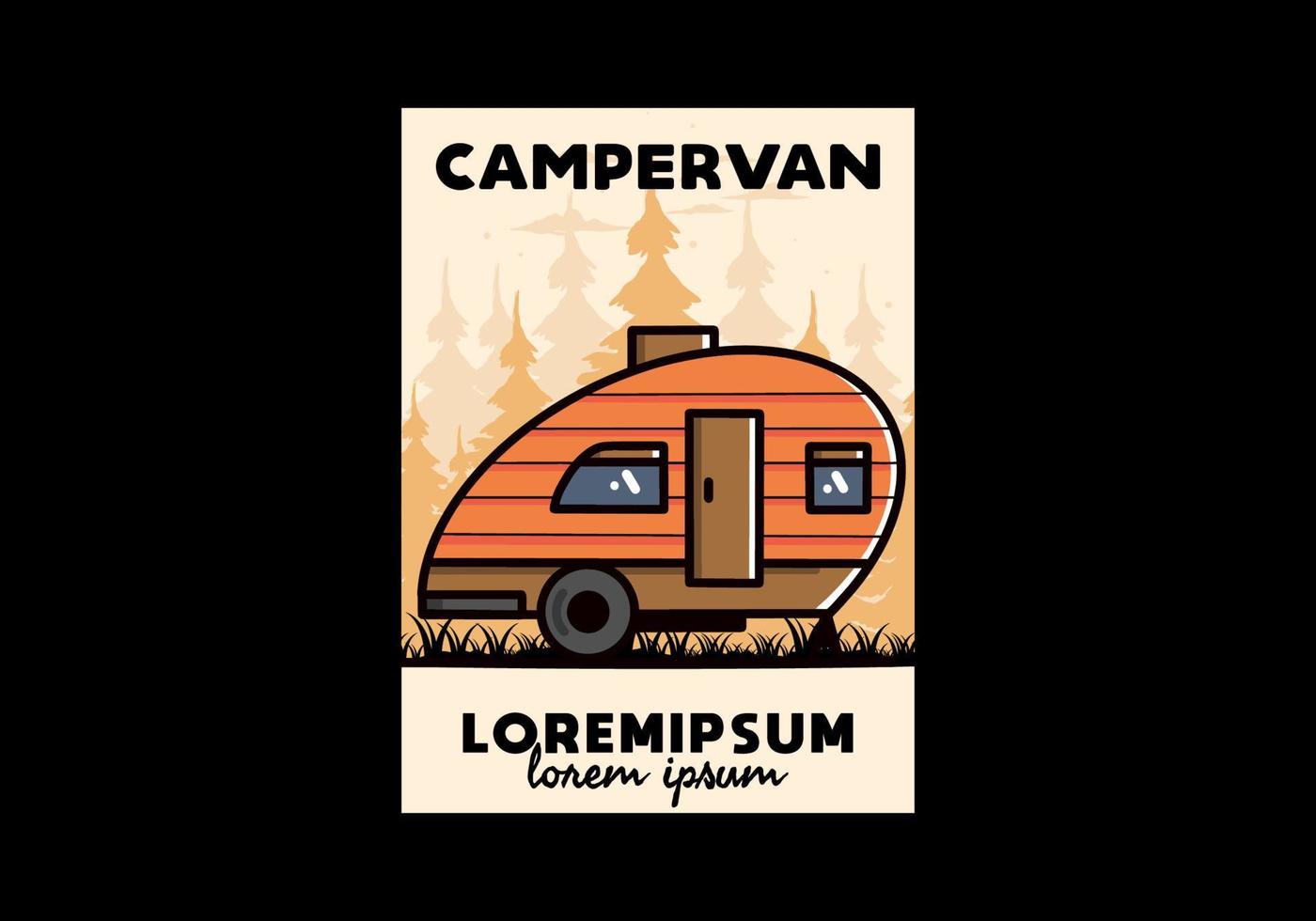 traan camper vintage illustratie ontwerp vector