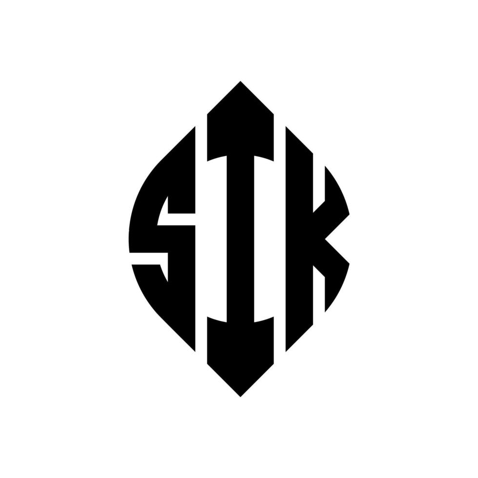 sik cirkel letter logo-ontwerp met cirkel en ellipsvorm. sik ellipsletters met typografische stijl. de drie initialen vormen een cirkellogo. sik cirkel embleem abstracte monogram brief mark vector. vector