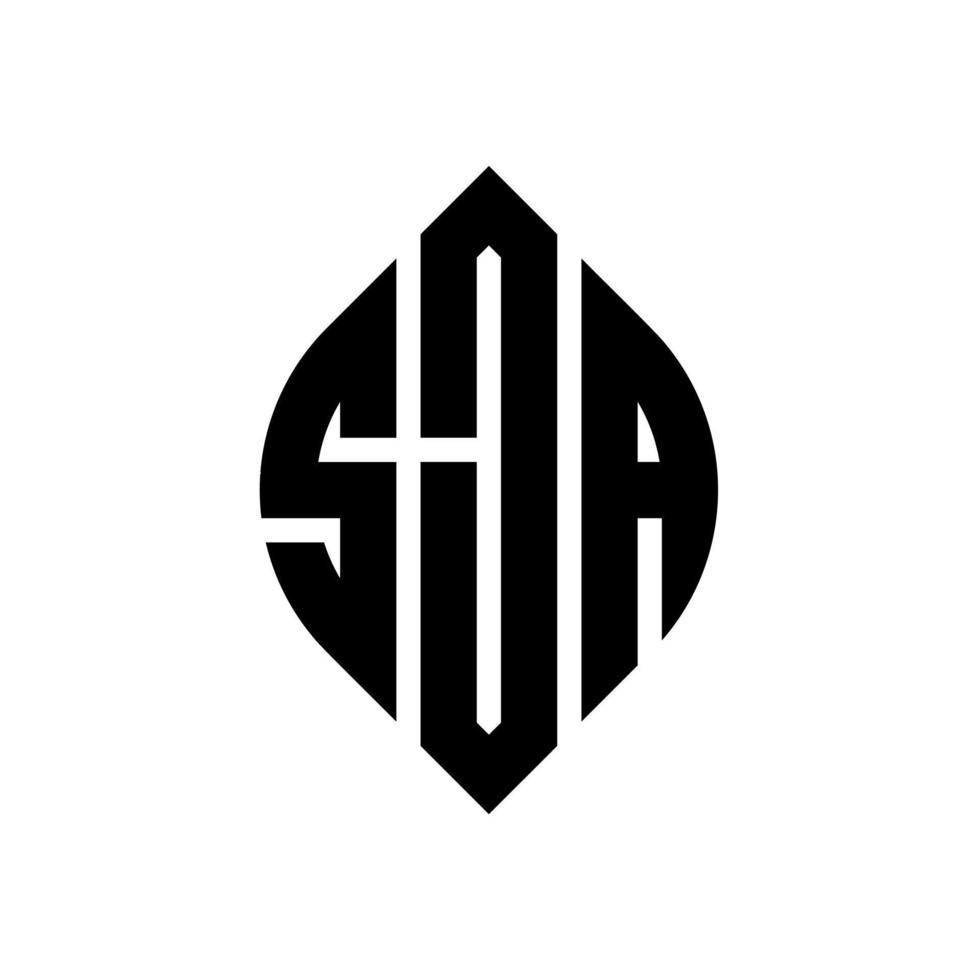 sja cirkel letter logo ontwerp met cirkel en ellipsvorm. sja ellipsletters met typografische stijl. de drie initialen vormen een cirkellogo. sja cirkel embleem abstracte monogram brief mark vector. vector